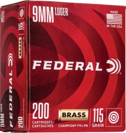 Best Federal Premium Champion 9mm 115-Grain Pistol Brass Ammunition - 200 Rounds