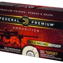 Federal Premium Gold Medal Berger 6.5mm Creedmoor 130-Grain Centerfire Rifle Ammunition for serious shooters.