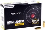 Monarch 9mm Luger 115-Grain FMJ Centerfire Brass Ammunition - 250 Rounds
