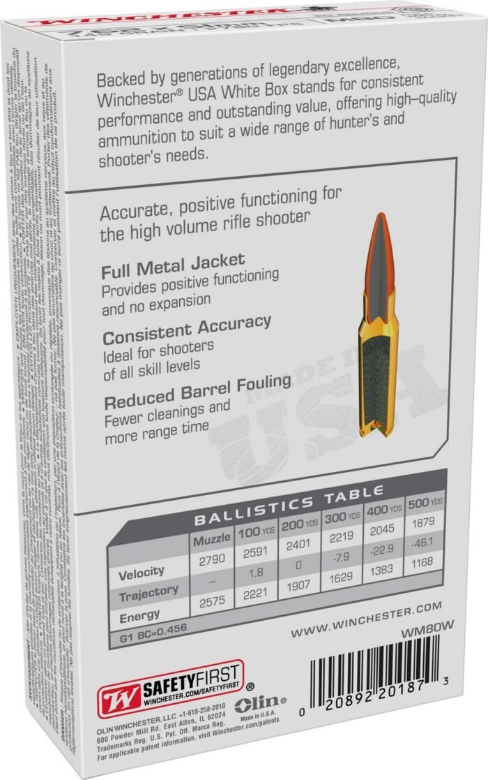 Winchester USA 7.62 x 51mm NATO 149-Grain Ammunition - 20 Rounds