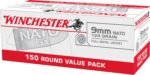 Winchester USA 9mm NATO 124-Grain Handgun Ammunition - 150 Rounds